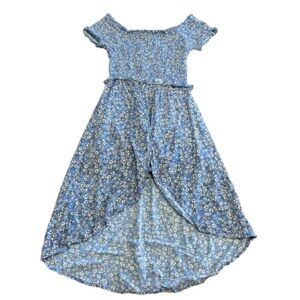 Art Class Girls Blue Floral Romper with a Skirt Size Small 6/6X